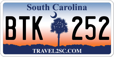 SC license plate BTK252