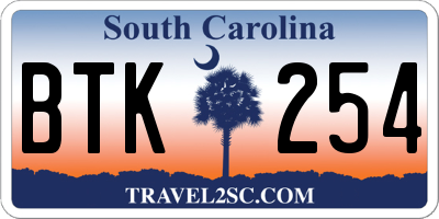 SC license plate BTK254