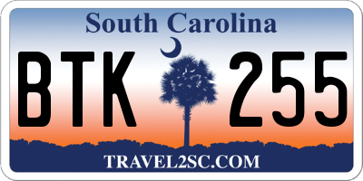SC license plate BTK255