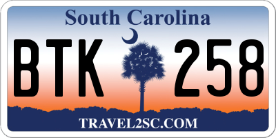SC license plate BTK258