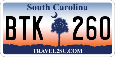 SC license plate BTK260