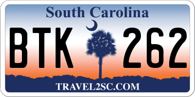 SC license plate BTK262