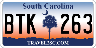 SC license plate BTK263