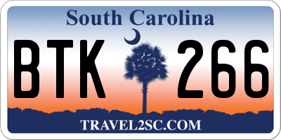 SC license plate BTK266