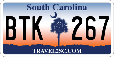 SC license plate BTK267