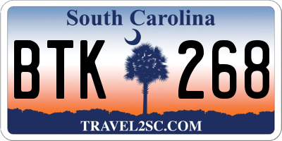 SC license plate BTK268