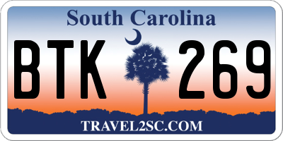 SC license plate BTK269