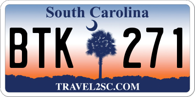 SC license plate BTK271