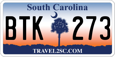 SC license plate BTK273