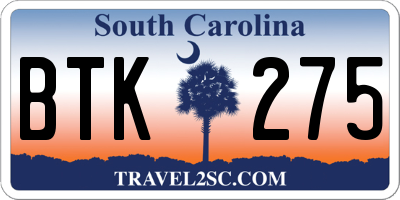 SC license plate BTK275