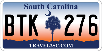 SC license plate BTK276