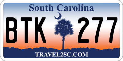 SC license plate BTK277