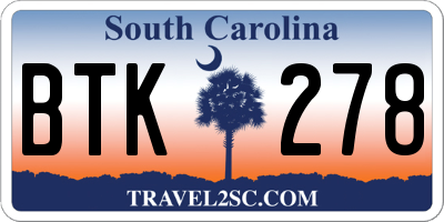 SC license plate BTK278