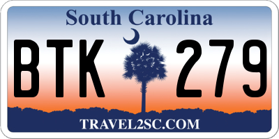 SC license plate BTK279