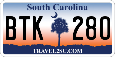 SC license plate BTK280