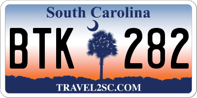 SC license plate BTK282