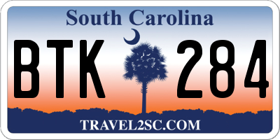 SC license plate BTK284