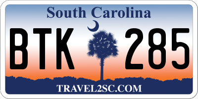 SC license plate BTK285