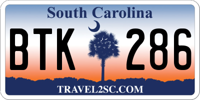 SC license plate BTK286