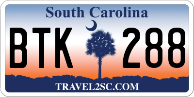 SC license plate BTK288