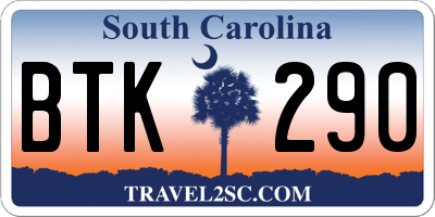 SC license plate BTK290