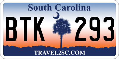 SC license plate BTK293