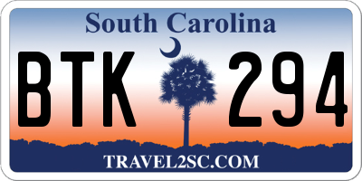 SC license plate BTK294