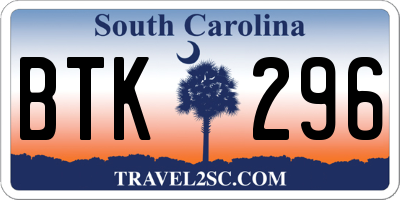 SC license plate BTK296