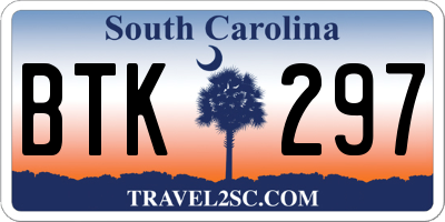 SC license plate BTK297