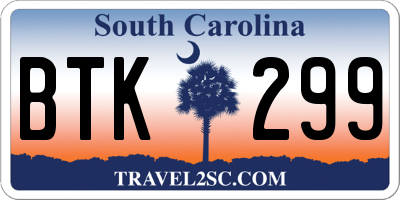 SC license plate BTK299