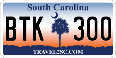 SC license plate BTK300