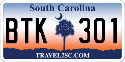 SC license plate BTK301