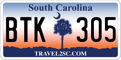 SC license plate BTK305