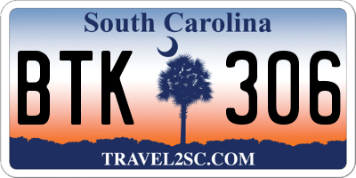 SC license plate BTK306