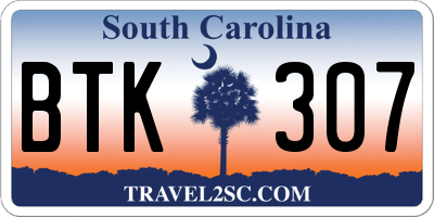 SC license plate BTK307