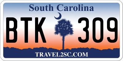 SC license plate BTK309