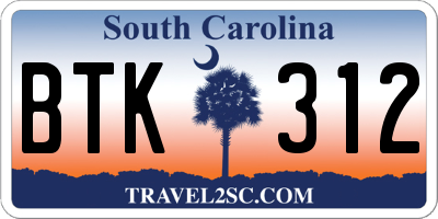 SC license plate BTK312