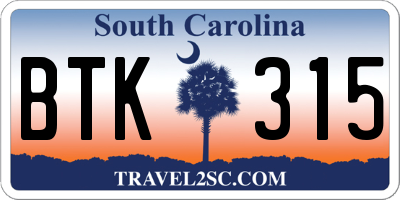 SC license plate BTK315