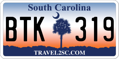 SC license plate BTK319