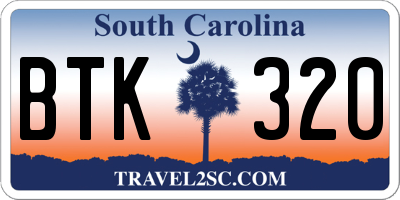 SC license plate BTK320