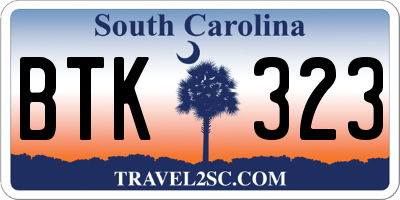 SC license plate BTK323