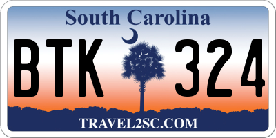 SC license plate BTK324