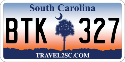 SC license plate BTK327