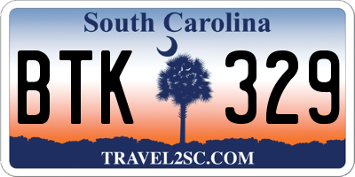 SC license plate BTK329