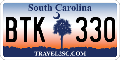 SC license plate BTK330