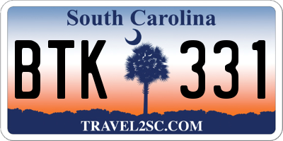 SC license plate BTK331