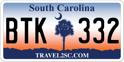 SC license plate BTK332