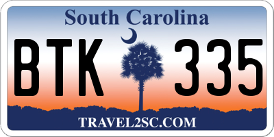SC license plate BTK335