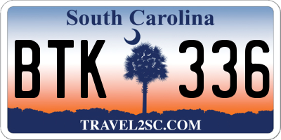 SC license plate BTK336