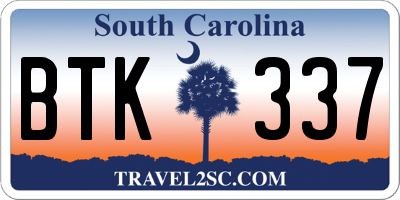 SC license plate BTK337
